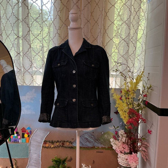 Dana Buchman Dark Blue Denim Jacket - Picture 1 of 3